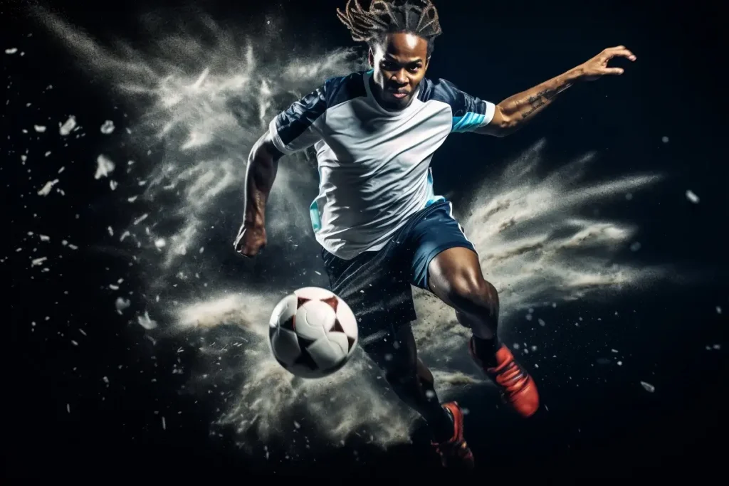 Photo artistique d'un footballeur